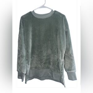 SO Seafoam Green Faux Fur Pullover